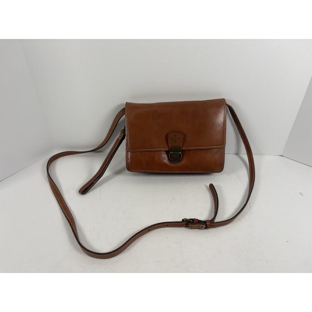 Patricia Nash Tooled Leather Crossbody Shoulder Bag Cognac Brown Vintage